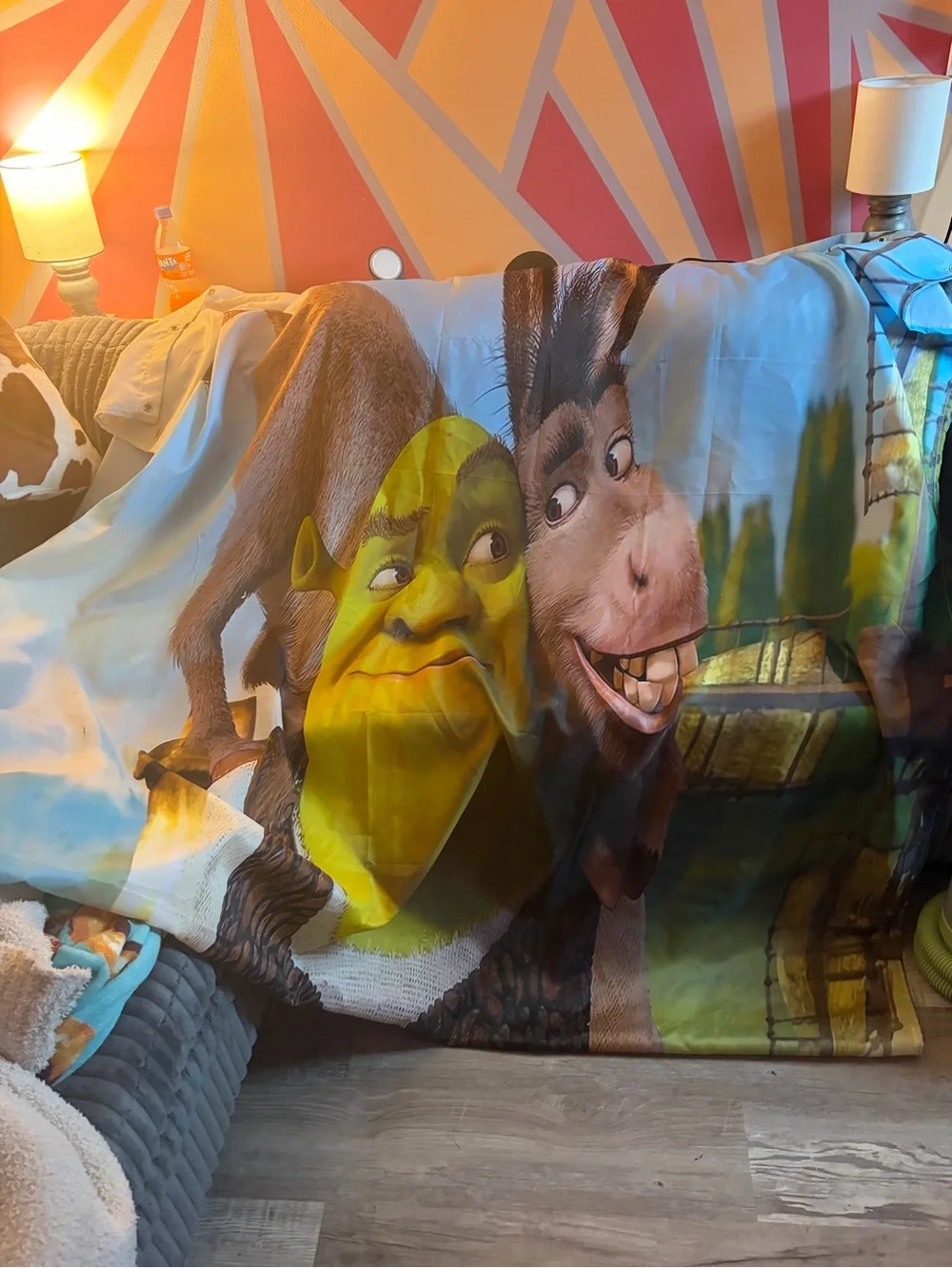 Shrek & Donkey Printed shower curtain - Multi